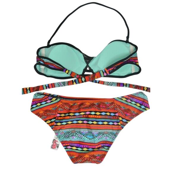 BIKINI LAB 2 Piece Multi-Color Tribal Print Padded Bikini Set, Size Large - Picture 4 of 7